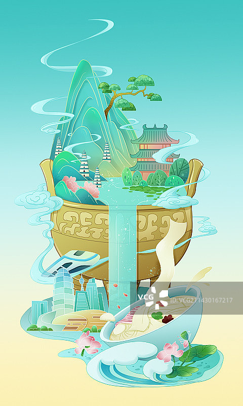 郑州城市插画美食建筑山水风景海报壁纸图片素材