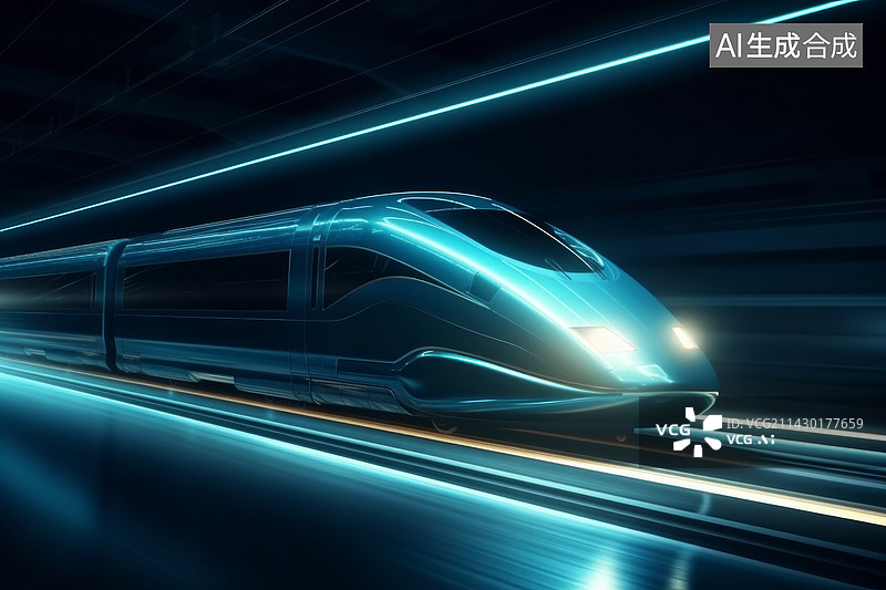 【AI数字艺术】科技列车图片素材