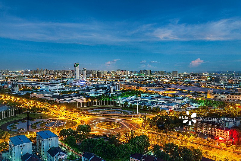 杭州经济技术开发区城市建筑夜景风光图片素材