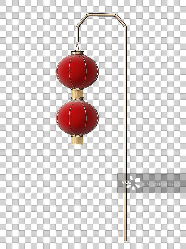 免抠3D双灯笼支架国风国潮庆祝节日新年春节传统素材图片素材