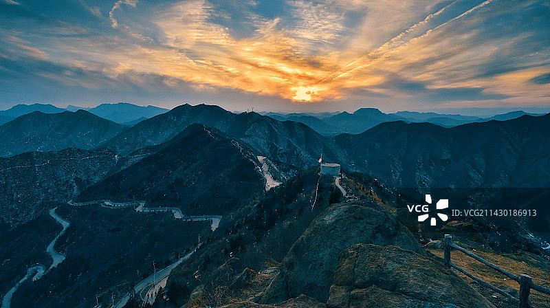 河北石家庄鹿泉日落时的景色图片素材