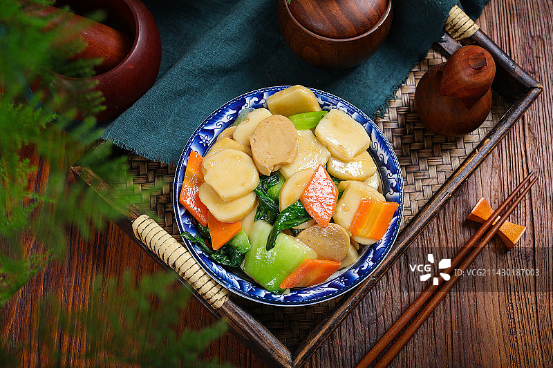 营养美味家常小吃小炒年糕图片素材