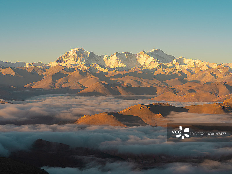 卓奥友峰的云海日照金山图片素材