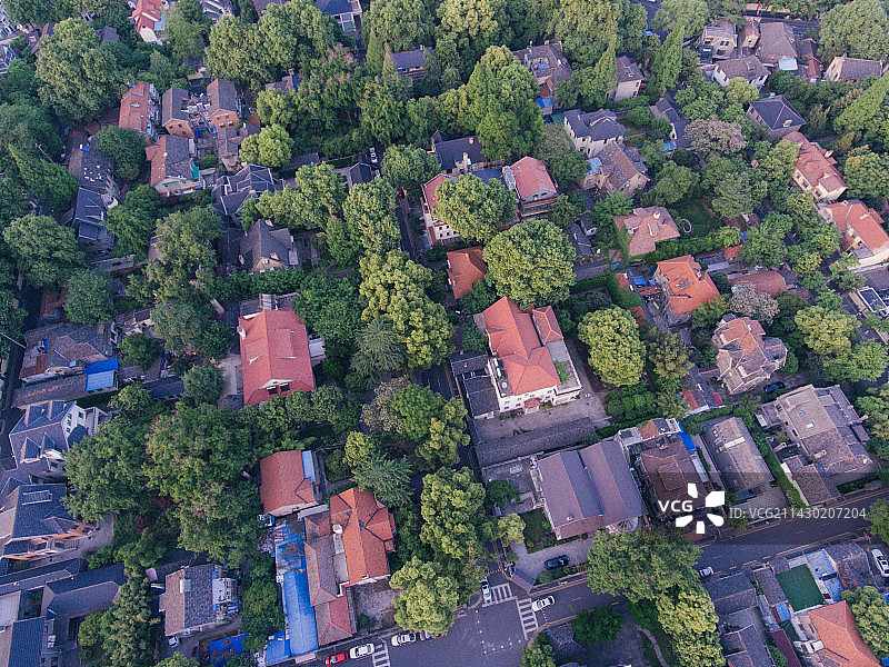 江苏南京颐和路航拍鸟瞰图鼓楼老城区图片素材