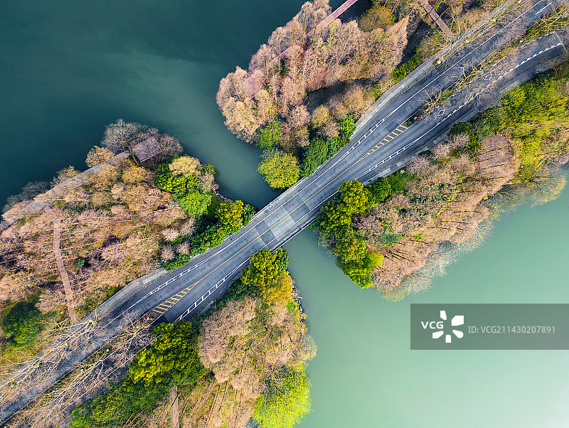 杨公堤航拍视角图片素材