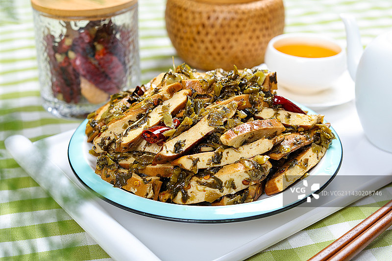 特色农家菜腌菜炒豆腐干图片素材