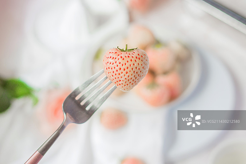 淡雪白草莓图片素材