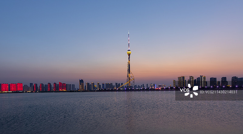 山东省临沂市沂河电视塔地标风景图片素材