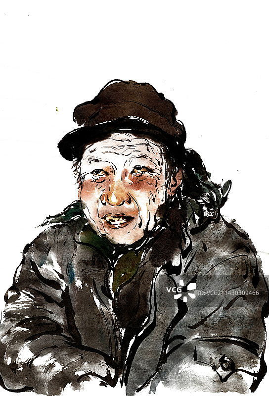 穿棉衣的老人图片素材