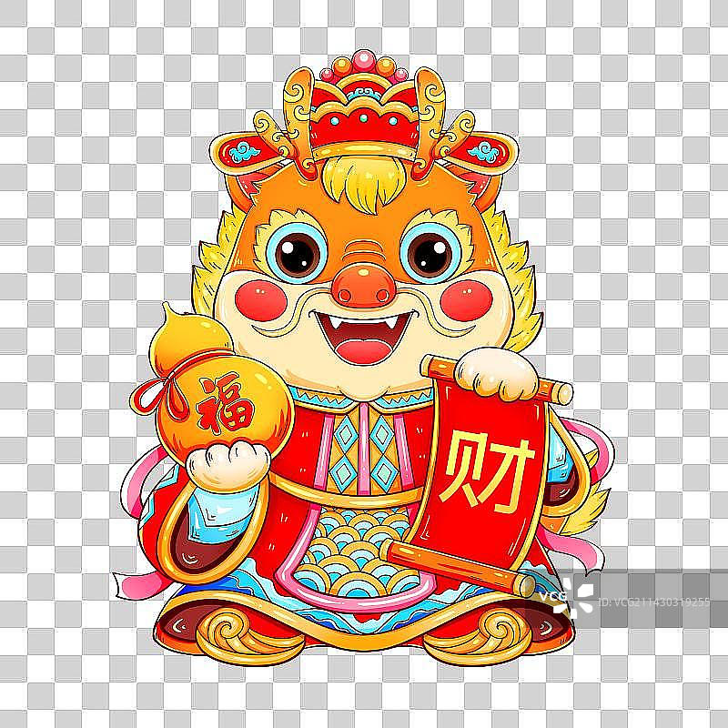 国潮抱葫芦的财神龙元素图片素材