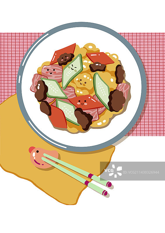 一盘可爱的木须肉图片素材