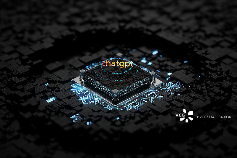 3D人工智能和芯片图片素材