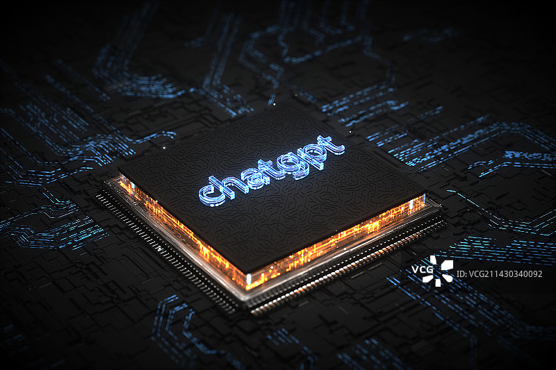 3D人工智能和芯片图片素材