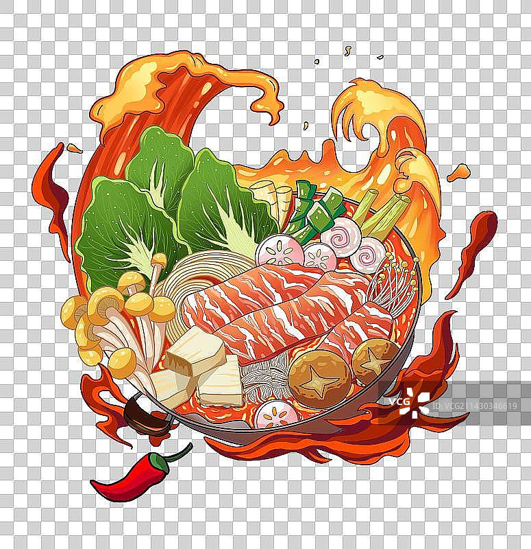火锅冒菜食物插画图片素材