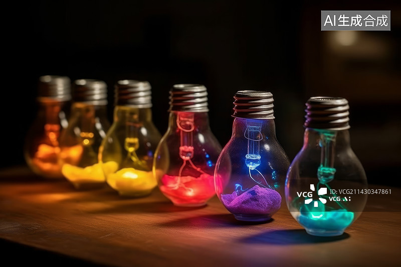 【AI数字艺术】创意灯泡图片素材