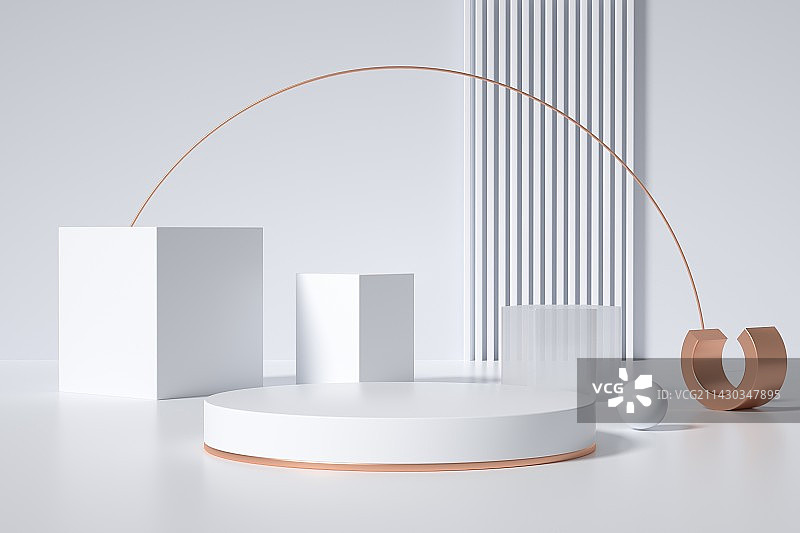 3D渲染白色空间电商背景图片素材