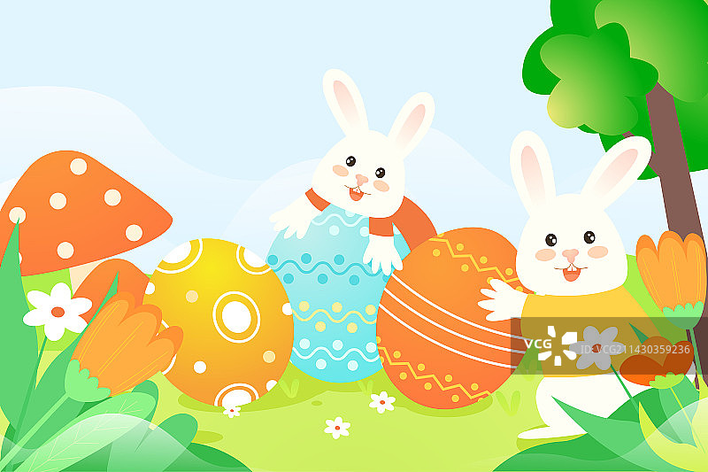 卡通节日西方节日复活节春天春季户外游戏娱乐春游扁平矢量插画图片素材