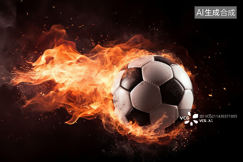 【AI数字艺术】火焰足球图片素材