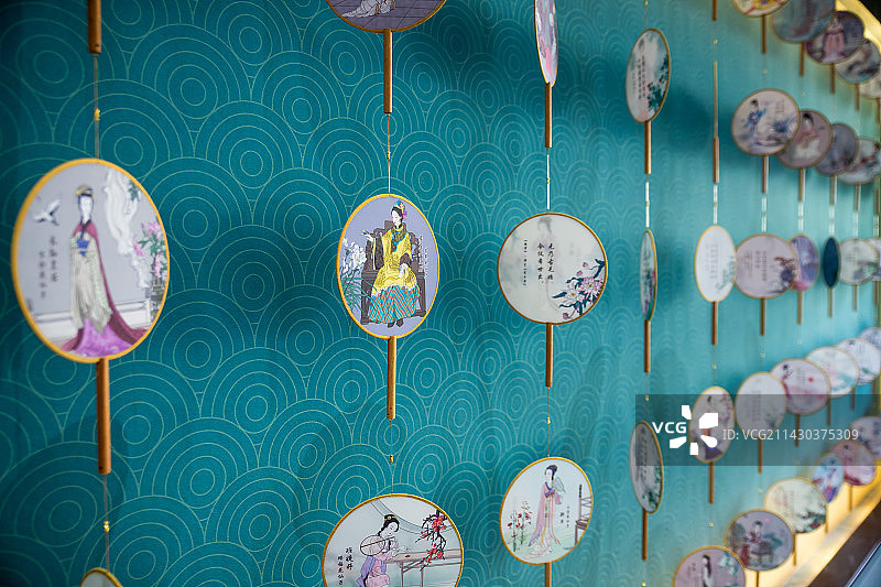 中国历代名媛馆的扇子墙图片素材