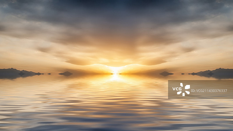 天空晚霞倒影图片素材