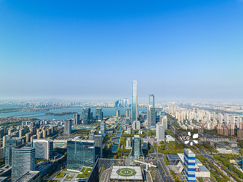 苏州工业园区，湖东建筑群，航拍图片素材