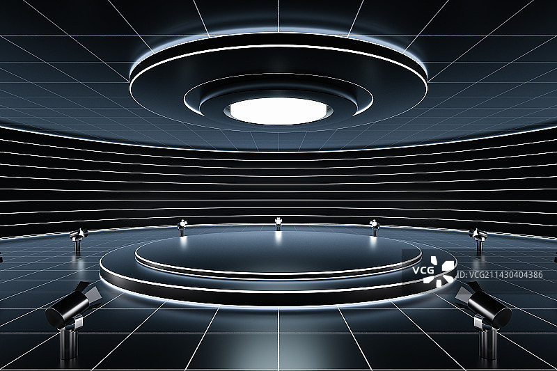 黑色的现代建筑室内空间图片素材