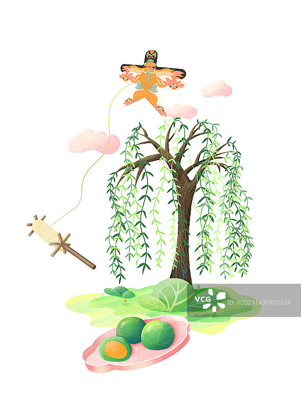 清明节二十四节气扁平噪点风春天图片素材