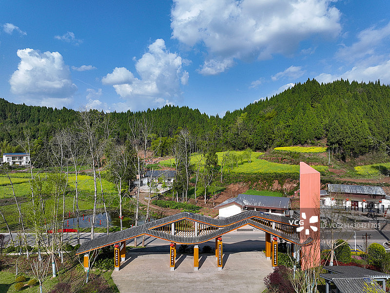 四川省遂宁市蓬溪县高峰山景区游客中心定香宫航拍图片素材