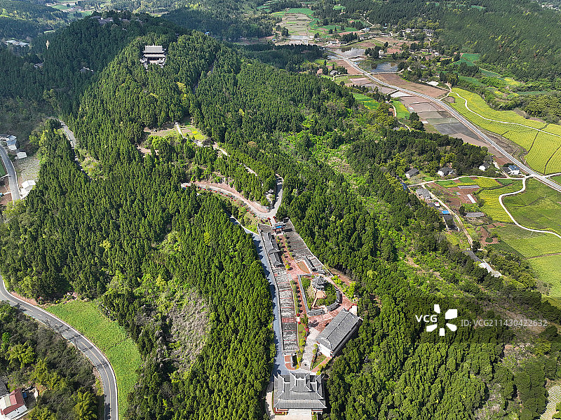 四川省遂宁市蓬溪县高峰山景区航拍图片素材