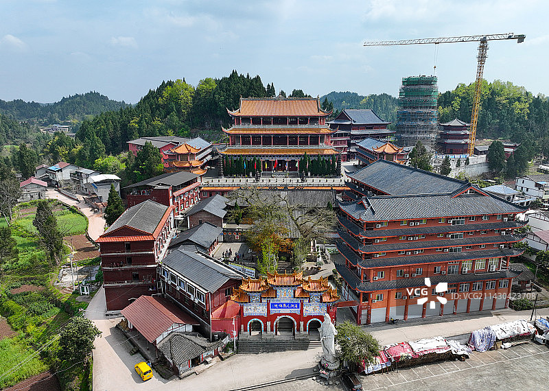 四川省遂宁市蓬溪县高洞庙高洞尼众禅院航拍图片素材