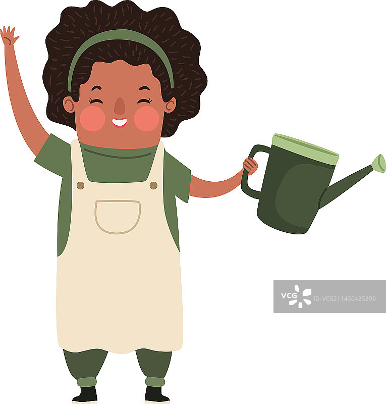 用园艺洒水器浇水的非洲裔女性图片素材