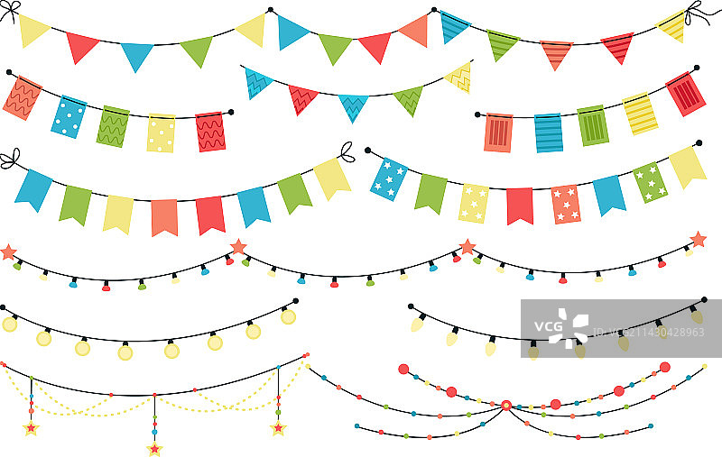 彩色三角旗串装饰横幅图片素材