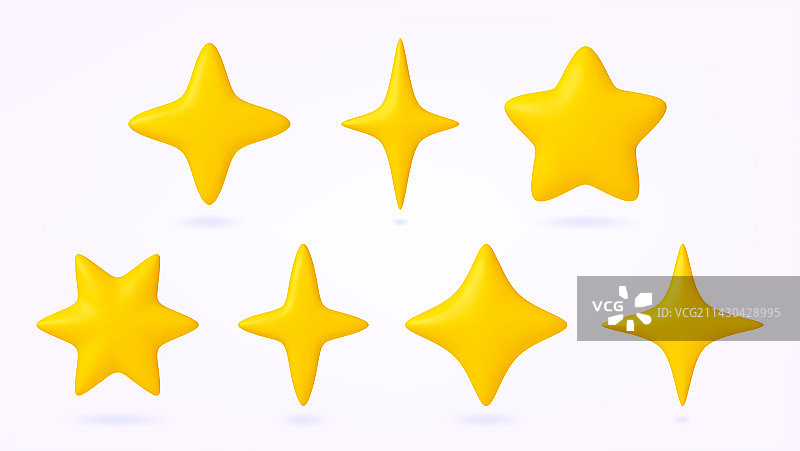 3D黄色星星图标，商业成就图片素材