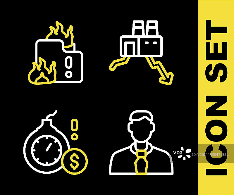 工厂停工经济影响线稿图片素材