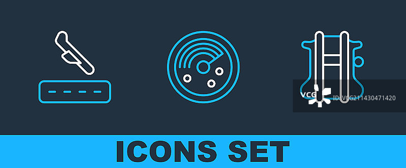 降落伞、飞机着陆和带有雷达图片素材