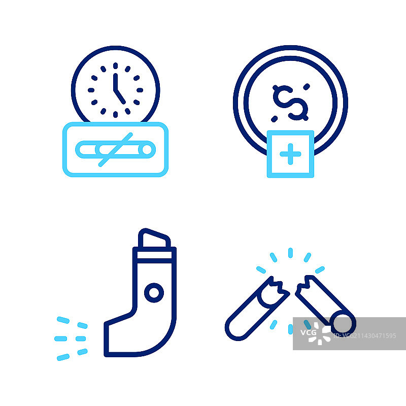 戒烟的损坏香烟和吸入器线条图片素材