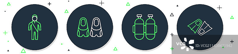 游泳脚蹼和潜水服图片素材