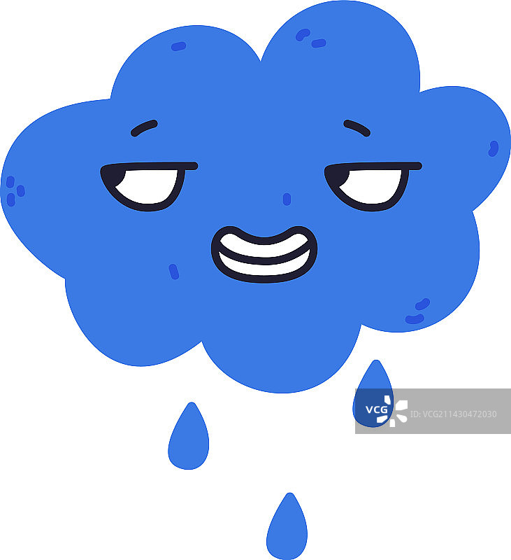 带面部和雨滴的蓝色云朵图片素材