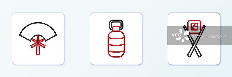 筷子传统扇子寿司线条图片素材