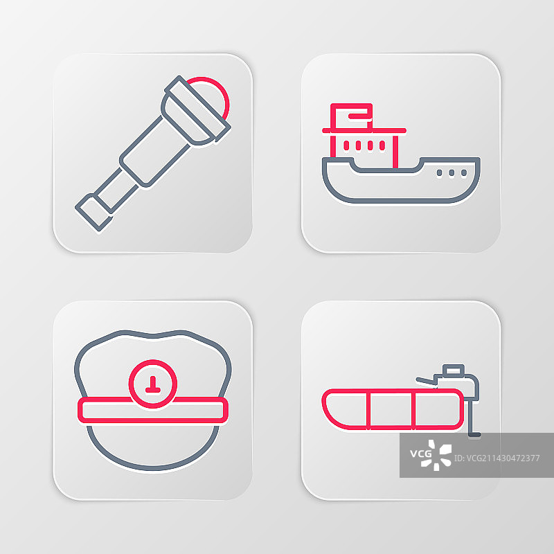 带发动机的充气艇船长帽合集图片素材