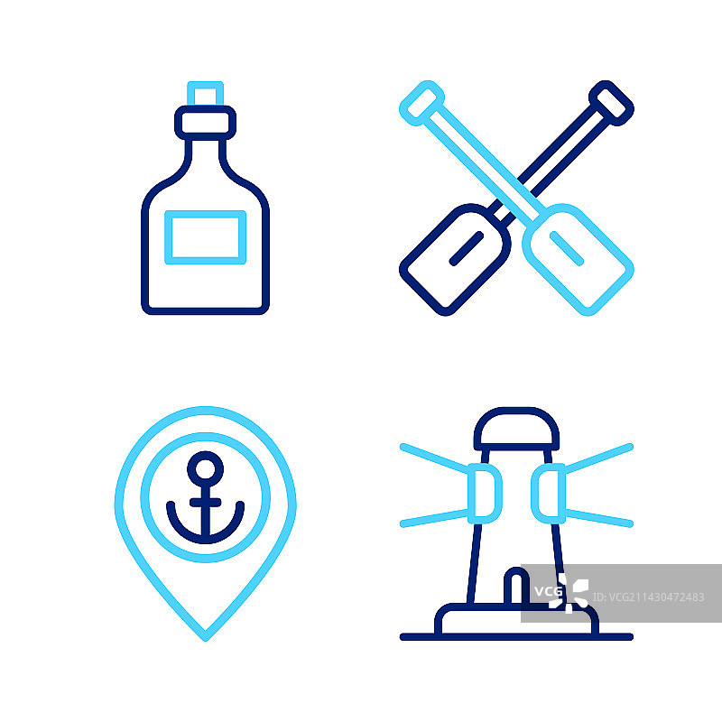 灯塔、定位、船锚、船桨等线性元素图片素材
