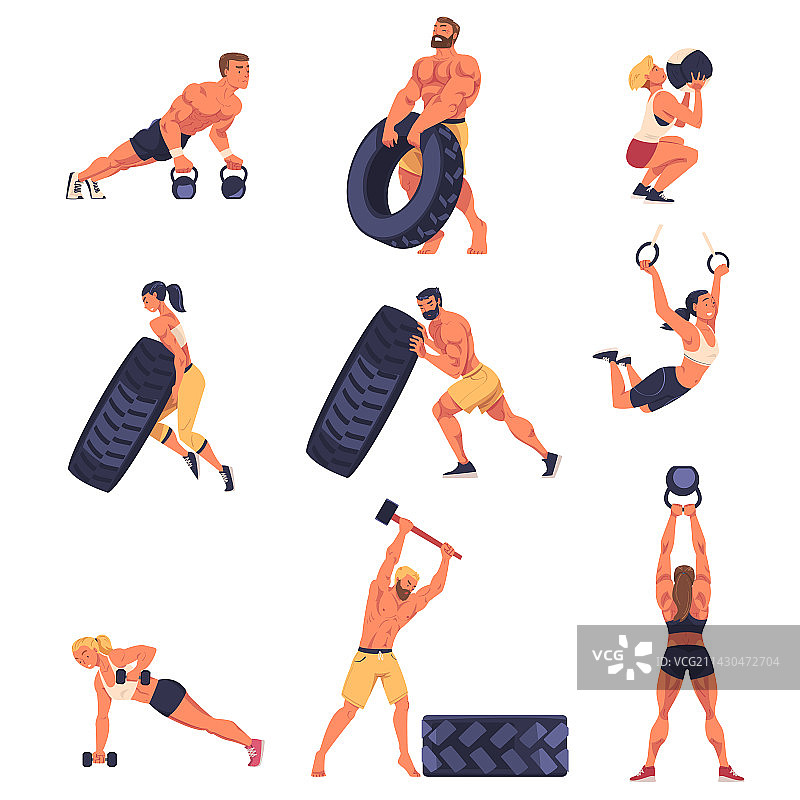 男女进行体能训练的Crossfit图片素材