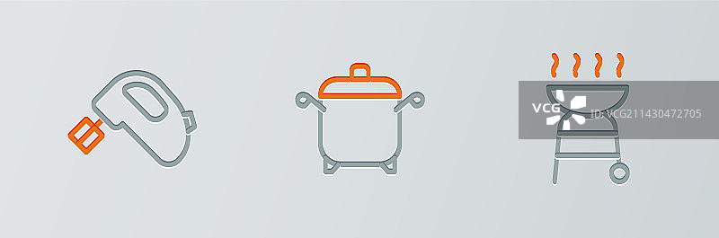 烧烤架、电动搅拌器组合图片素材