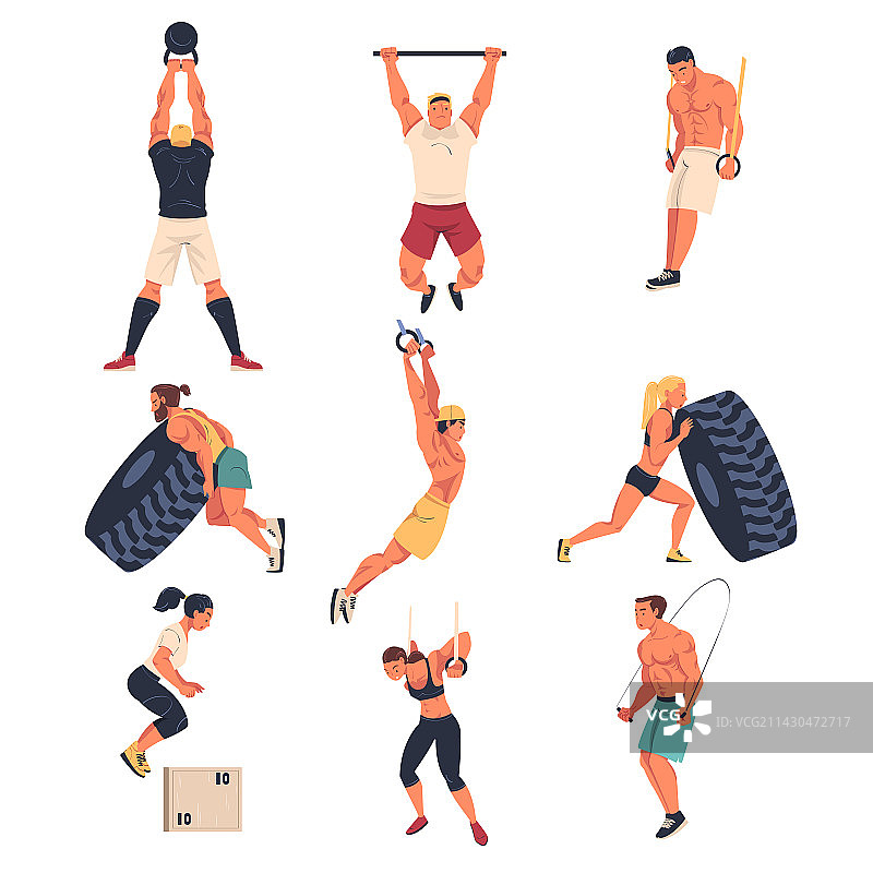 男女进行体能训练的Crossfit图片素材