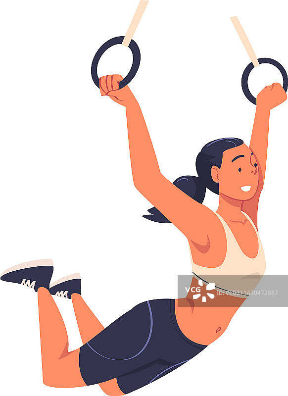 女子在体操器械上进行Crossfit训练图片素材