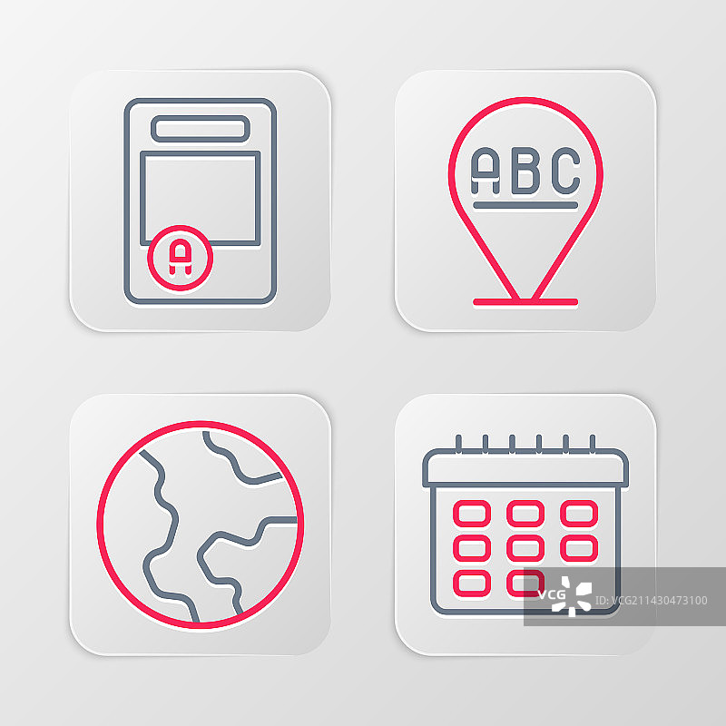 学校课程表地球字母场景线条图片素材