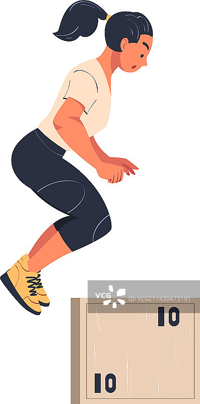 女子进行增强式跳跃的Crossfit训练图片素材