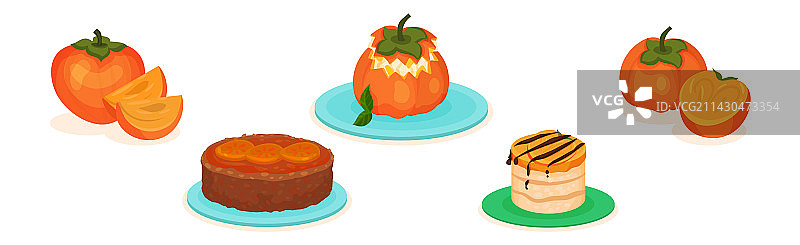 新鲜食物中的柿子图片素材