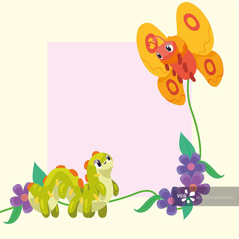 绿色蠕虫和蝴蝶图片素材