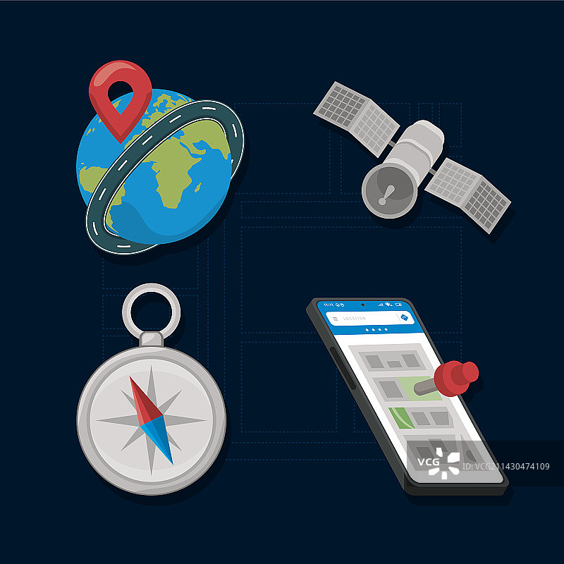 四个GPS服务图标图片素材